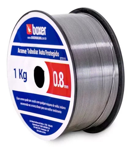 Rolo de arame tubular auto-protegido Boxer de 1kg e 0,8mm para solda MIG sem gás
